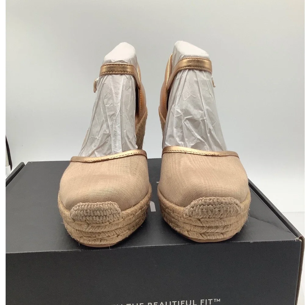 Naturalizer Bianca Bronze Fabric Espadrille Wedge Sandals Womens 9.5 M New Box